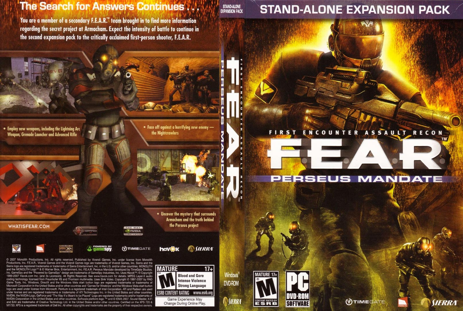 F.E.A.R.: Perseus Mandate - DVD obal