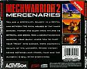 MechWarrior 2: Mercenaries 3Dfx - zadn CD obal