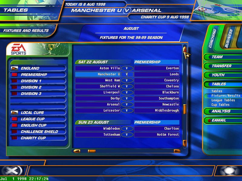 F.A. Premier League Football Manager 99 - screenshot 41