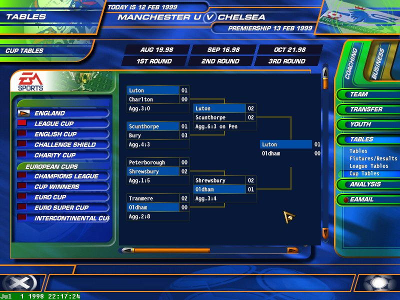 F.A. Premier League Football Manager 99 - screenshot 4